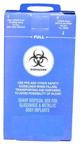 blue cardboard container