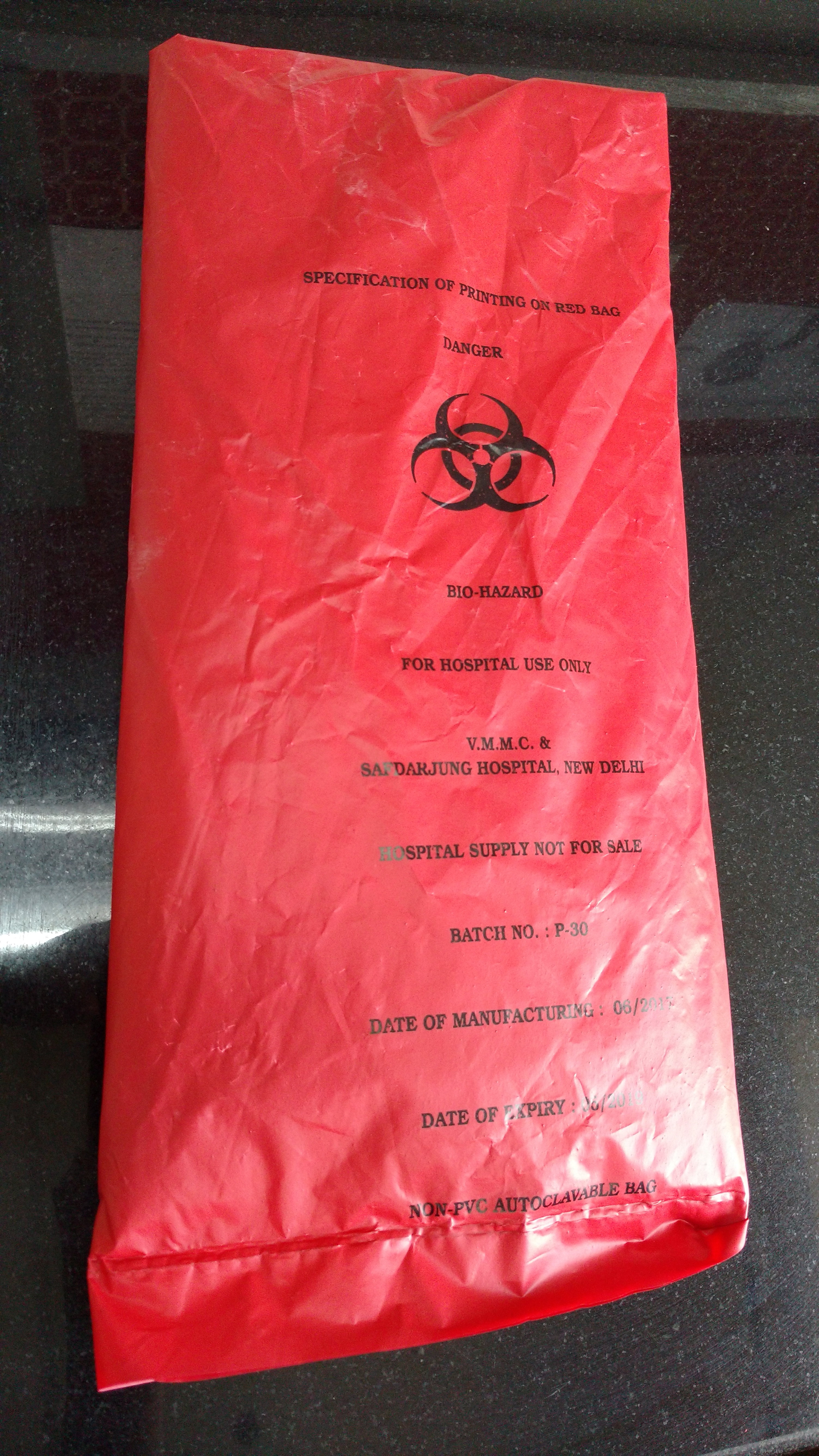 red non chlorinated bag